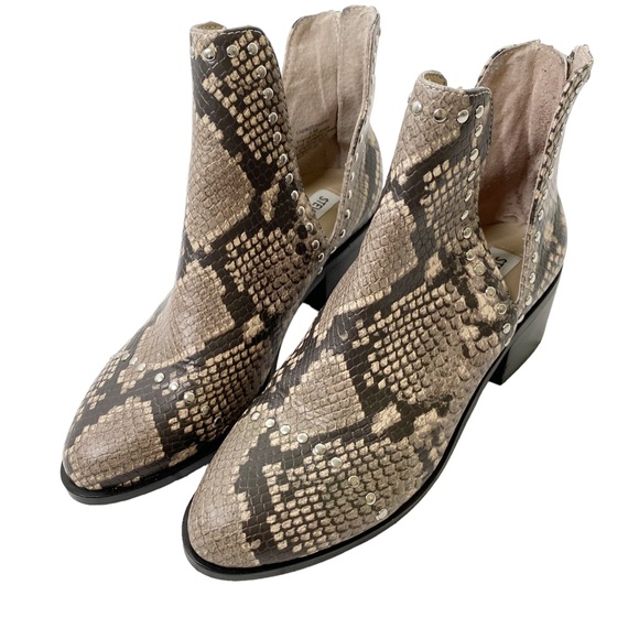 Steve Madden Conspire Studded Snakeskin Genuine Leather Booties Size 8.5 - Picture 4 of 9